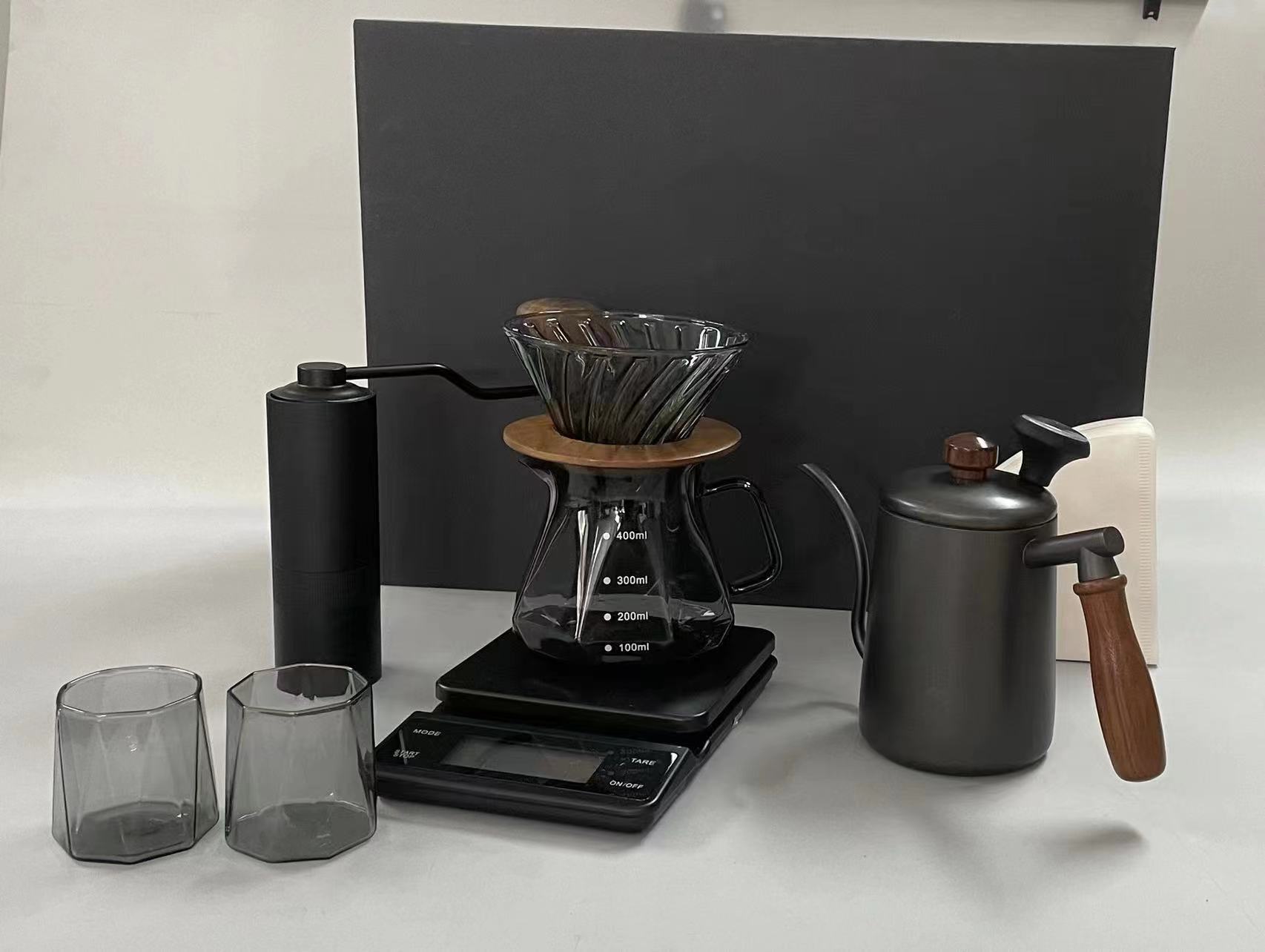 Bolsa de café de viaje para interiores y exteriores, Kit de molinillo de café Manual con paquete de regalo, juegos de cafetera