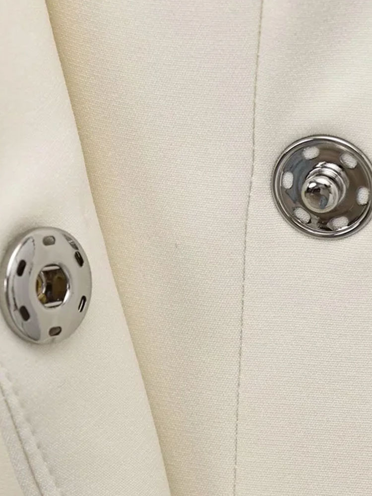 Chique blazerjas met V-hals en riem voor dames, mode-bovenkleding met lange mouwen en drukknopen