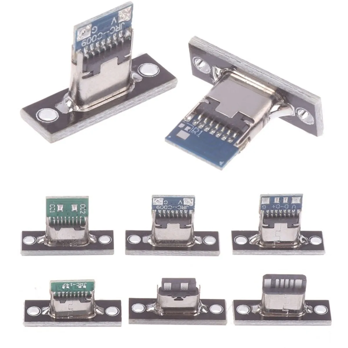 5PCS USB 3.1 Type C Socket With Screw Fixing Plate Type-C USB Jack 3.1 Type-C 2Pin 4Pin Female Connector Jack Charging Port