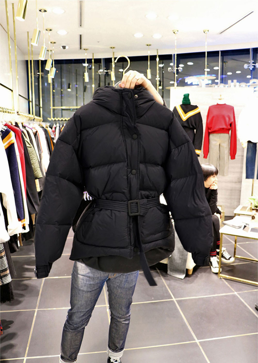 Unten Mantel Winter frauen Warme Brot Kleidung Mit Kapuze Weiße Ente Unten Jacke Weibliche Casual Spiel Taille Gürtel Äußere Tragen kurze Jacke