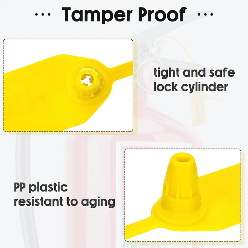 Sigilli antimanomissione in plastica da 1000 pezzi etichette per estintori etichette di sicurezza sigilli etichette per fascette numerate di sicurezza (giallo)