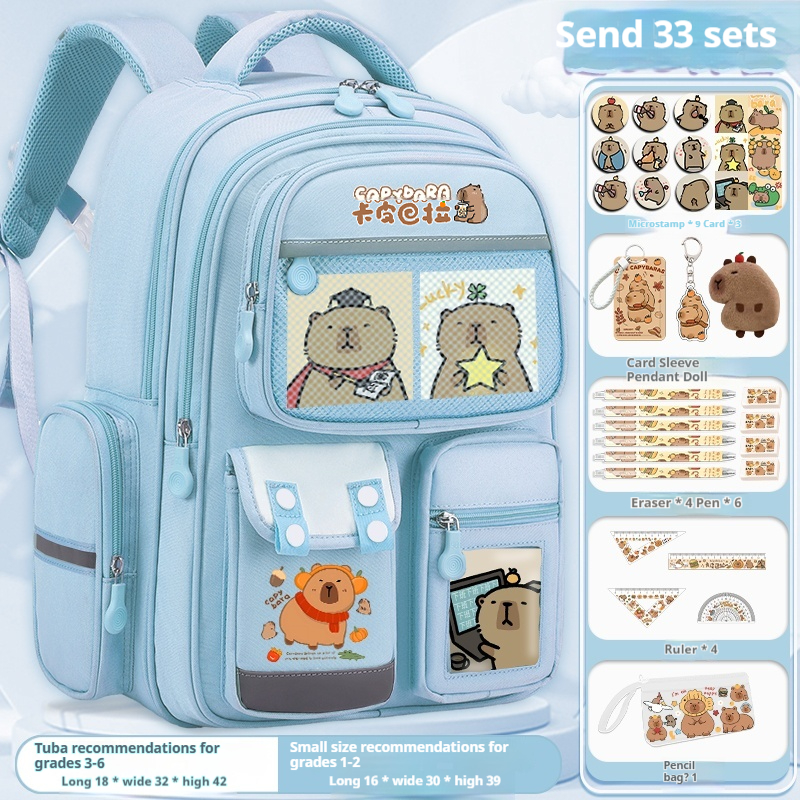 2024 new Kapibara Children's school bag grade 3-6 high-capacity spine relief cartoon backpack