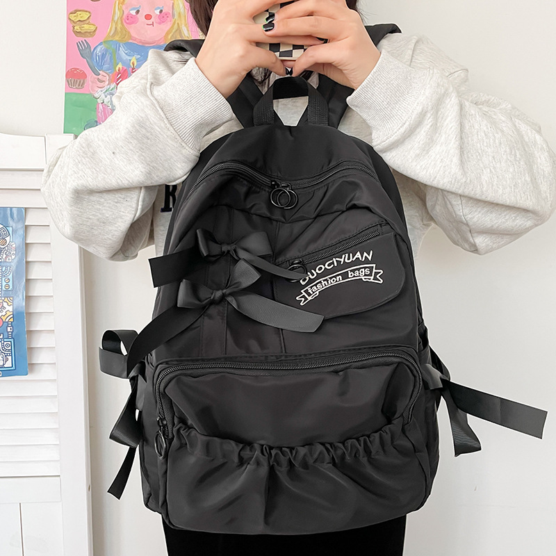 Fashionable Backpack with Large Capacity Bow Tie Backpack Cute New Book Bag for Teenage Girls Sponge Compartment