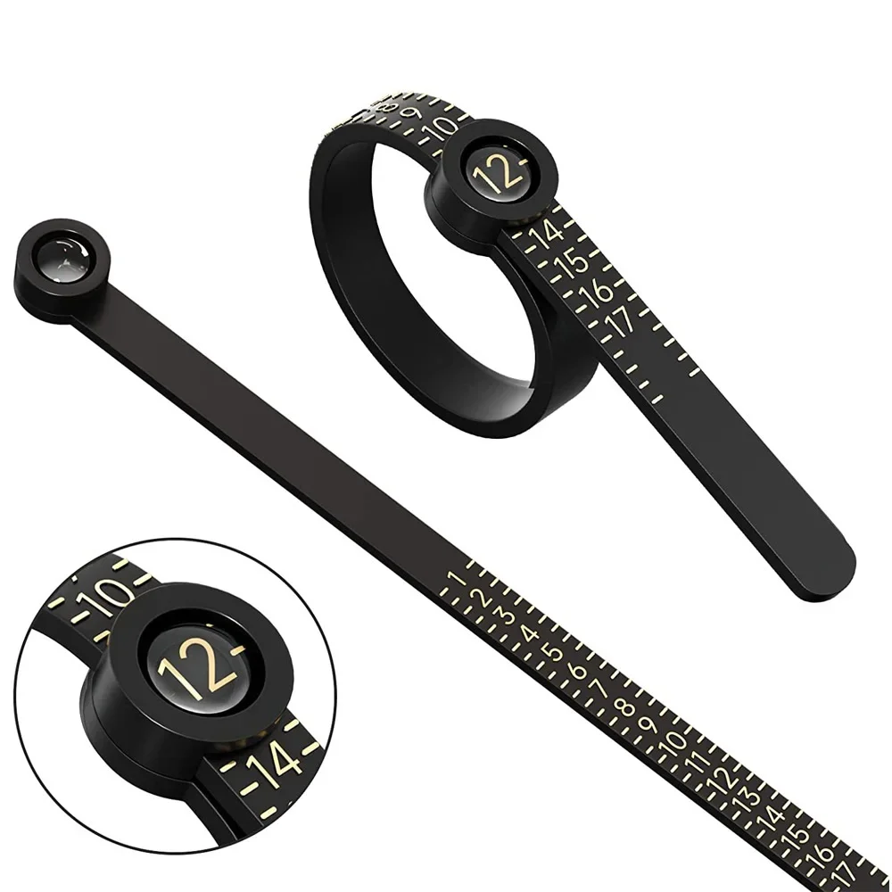 US/UK/EU/HK Size Ring Ruler Ring Measuring Tape Ring Measuring Tool Annular Coil Finger Size Filter with Magnifying Glass