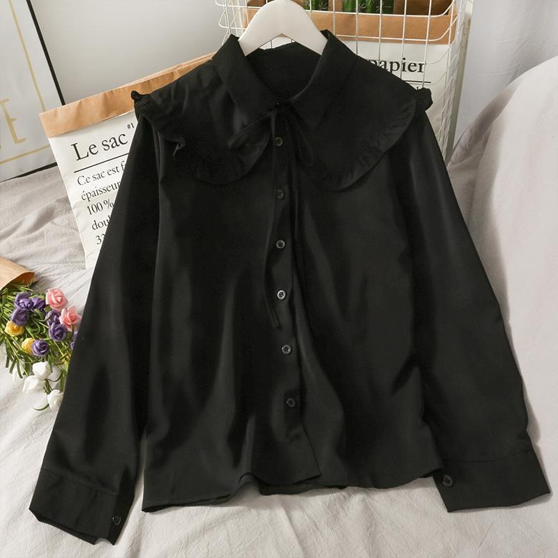ผู้หญิงหวานเสื้อเสื้อน่ารัก Peter Pan COLLAR S-3XL หลวมแฟชั่น Temper Minimalist Lolita ภาษาฝรั่งเศสคํา Elegant เสื้อผ้าอินเทรนด์ 5 สี