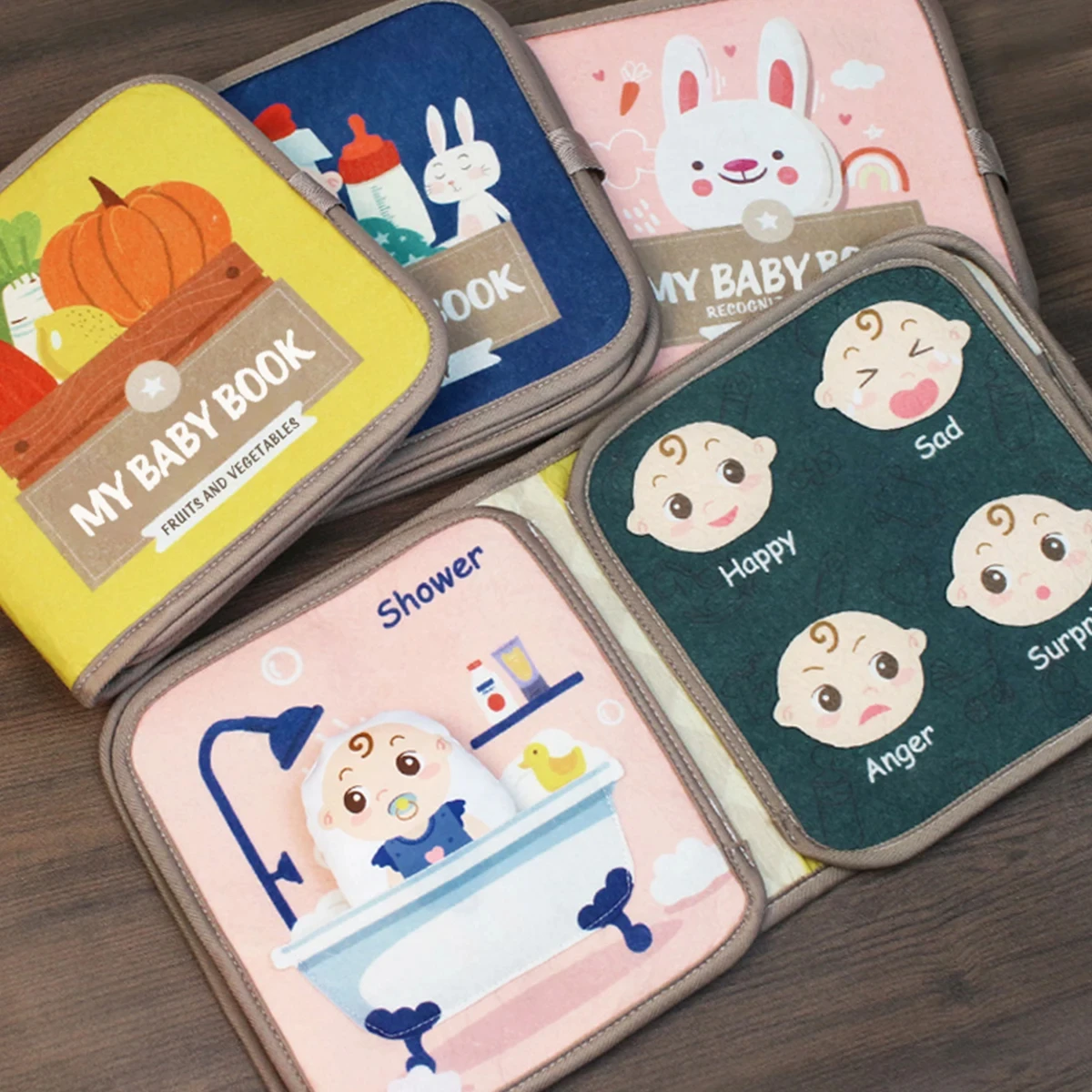 1pcs Montessori Busy Book Baby Early Education Book,ปริศนาของเล่น,สัตว์ความรู้ความเข้าใจหนังสือผ้า, ซ้ําวาง Book & Sensory ของเล่น