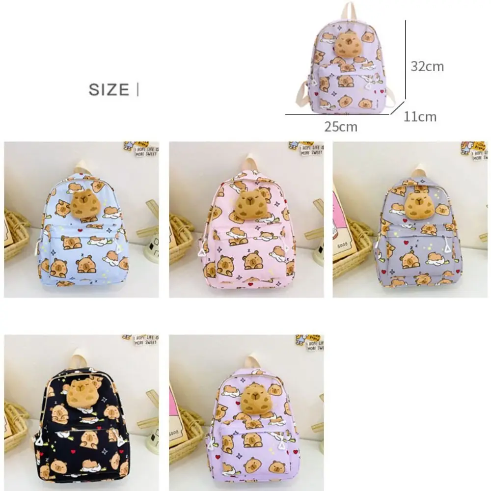 น่ารักการ์ตูน Capybara กระเป๋าเป้สะพายหลัง Plush Simple กระเป๋ารูปแบบกระเป๋าหนังสือความจุขนาดใหญ่