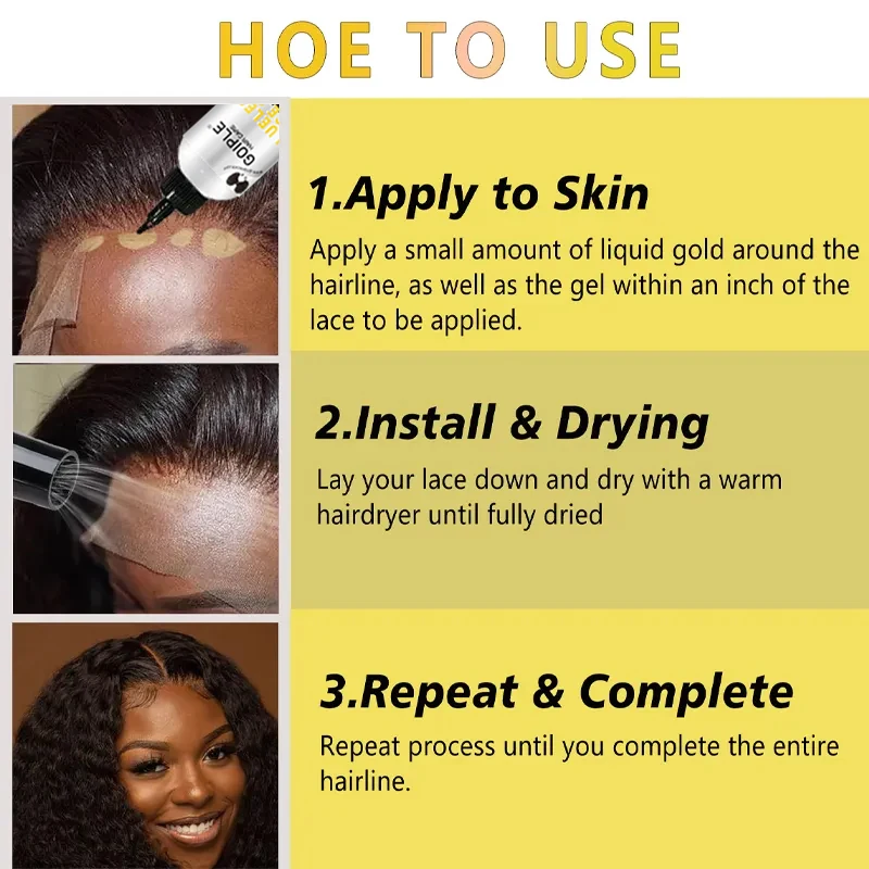GOIPLE-pegamento lavable de 2 fl.oz, Gel sin encaje, sujeción extrema firme, adhesivo de fórmula de peluca Natural de secado rápido para uso temporal