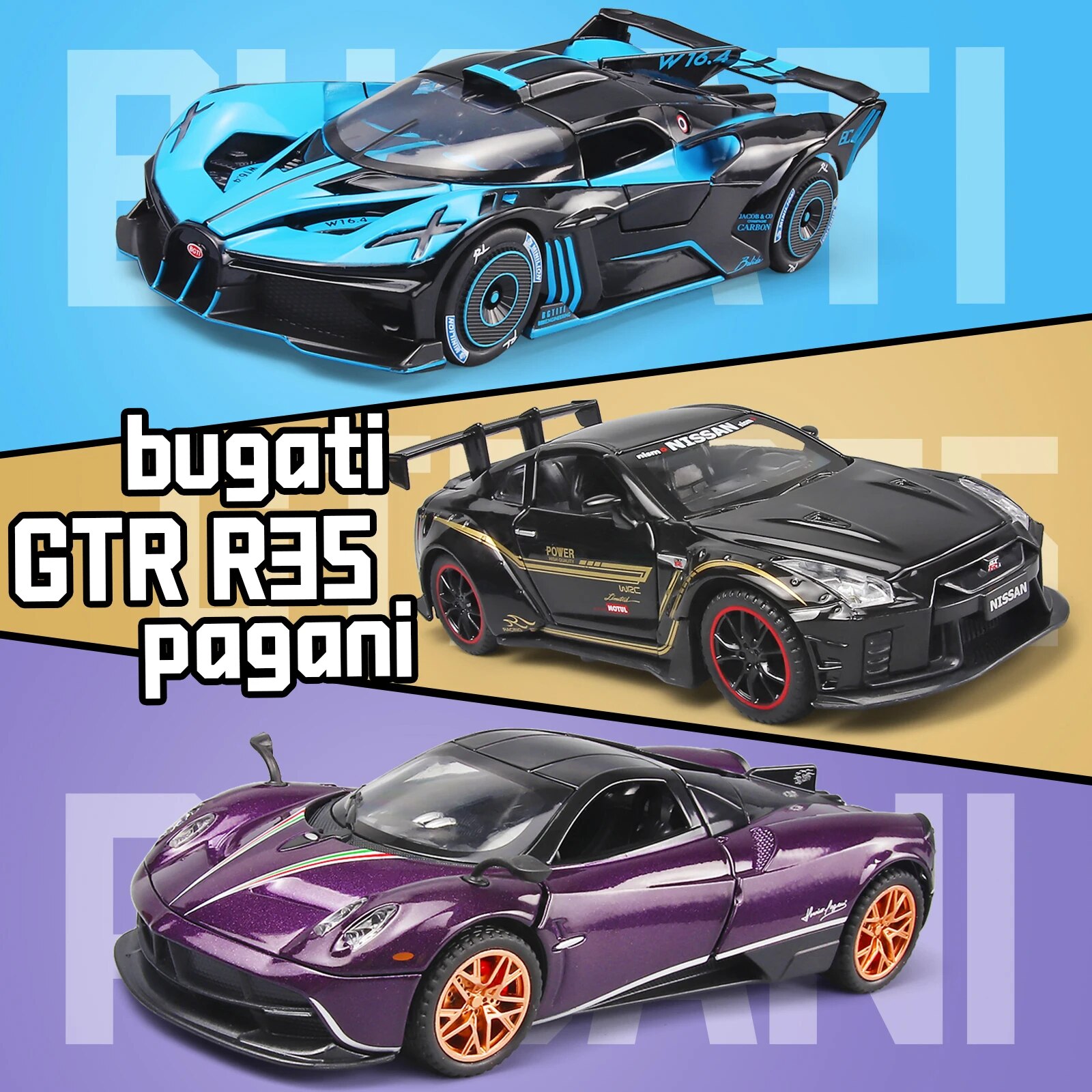 1:32 Samochody zabawkowe Lambo Pagani Huayra Metalowy model samochodu ze światłem i dźwiękiem Samochód zabawkowy dla chłopców w wieku 3+ lat