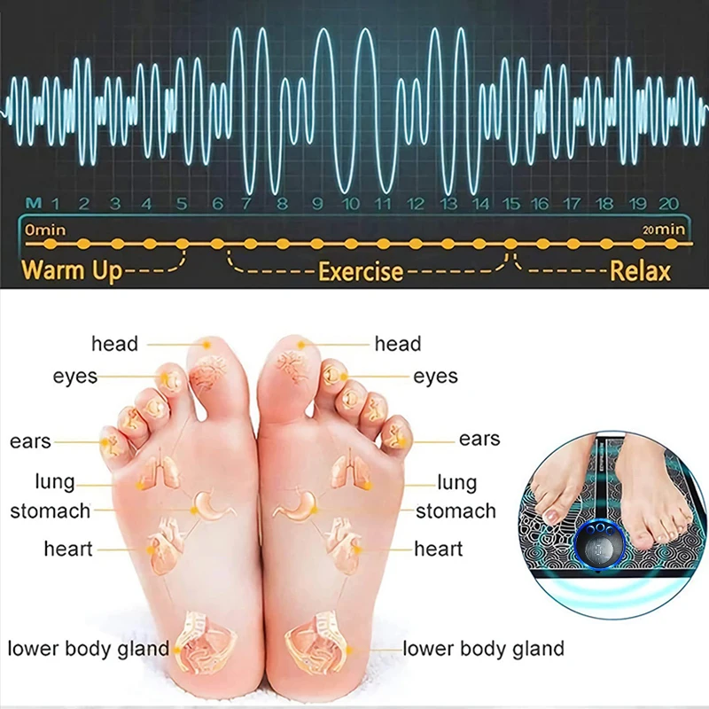 Almofada massageadora elétrica para pés, massagem muscular, treinador de relaxamento para massagem, fitness, esporte ao ar livre, casa, família, relaxamento