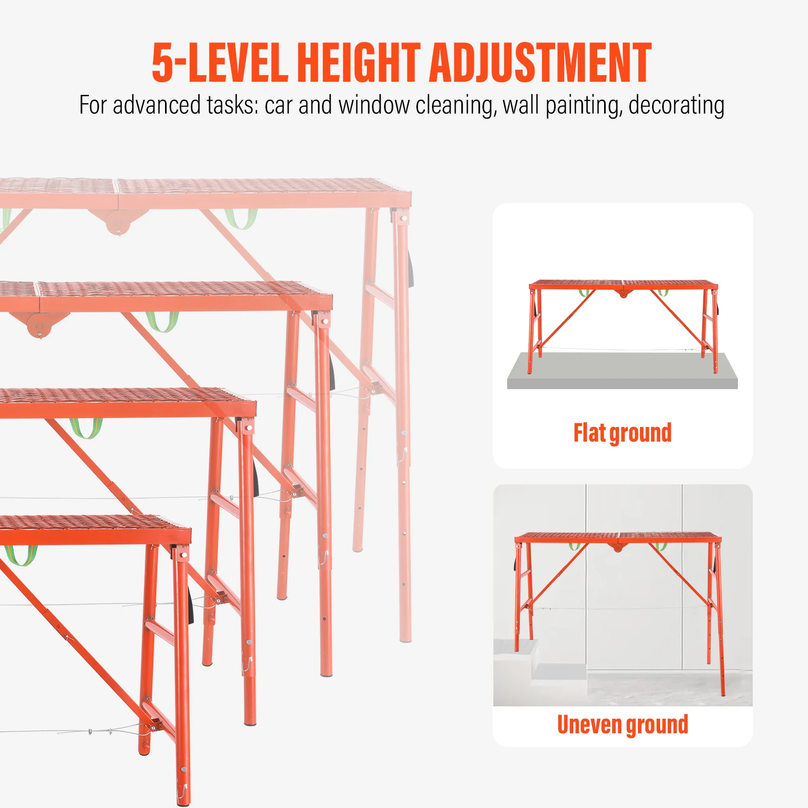 Portable Scaffolding Workbench, 711Lbs Capacity Heavy Duty Steel Scaffolding Platform, 27.6-45.7in Adjustable Height