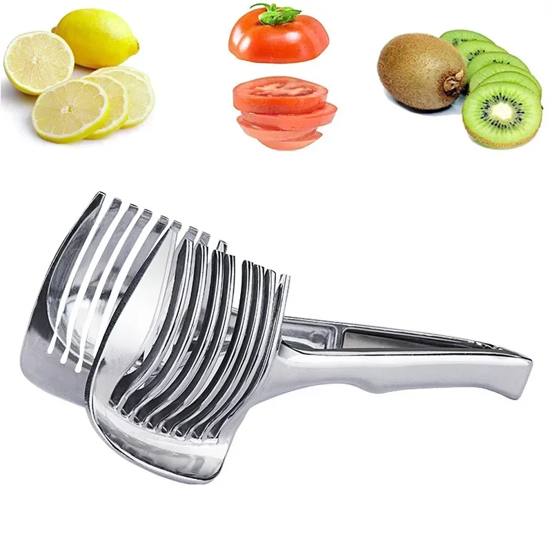 Stainless Steel Kitchen Handheld Orange Lemon Slicer Tomato Cutting Clip Fruit Slicer Onion Slicer KitchenItem Cutter Accessorie