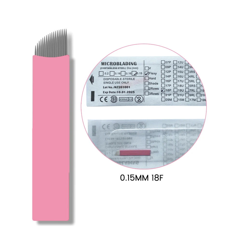 Nano Microblading agujas 0,15 MM tatuaje ceja cuchillas Microblade bordado Agulha Nanoneedles para trazos de cabello 3D 50 Uds