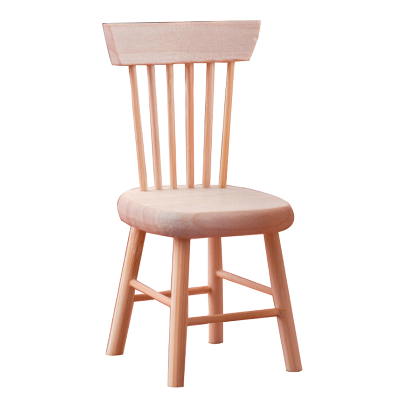 เก้าอี้ไม้เฟอร์นิเจอร์ขนาดจิ๋วสำหรับบ้านตุ๊กตา1/12เก้าอี้ทรงสูงอุปกรณ์เสริมสำหรับบ้านตุ๊กตา