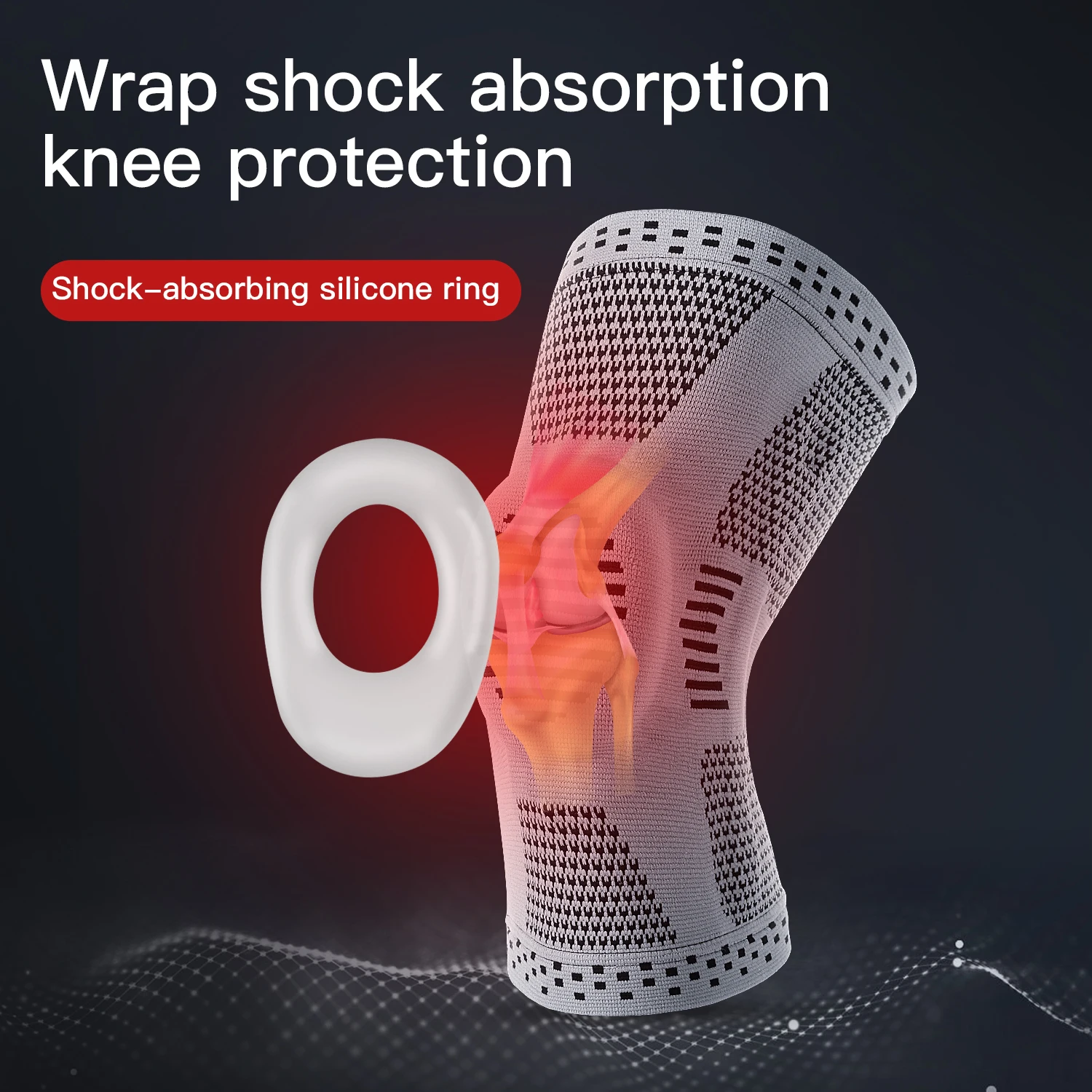 1 pz molla in silicone supporto completo per ginocchio supporto pazzo rotula forte protezione dalla compressione del menisco per uomini donne che corrono sport