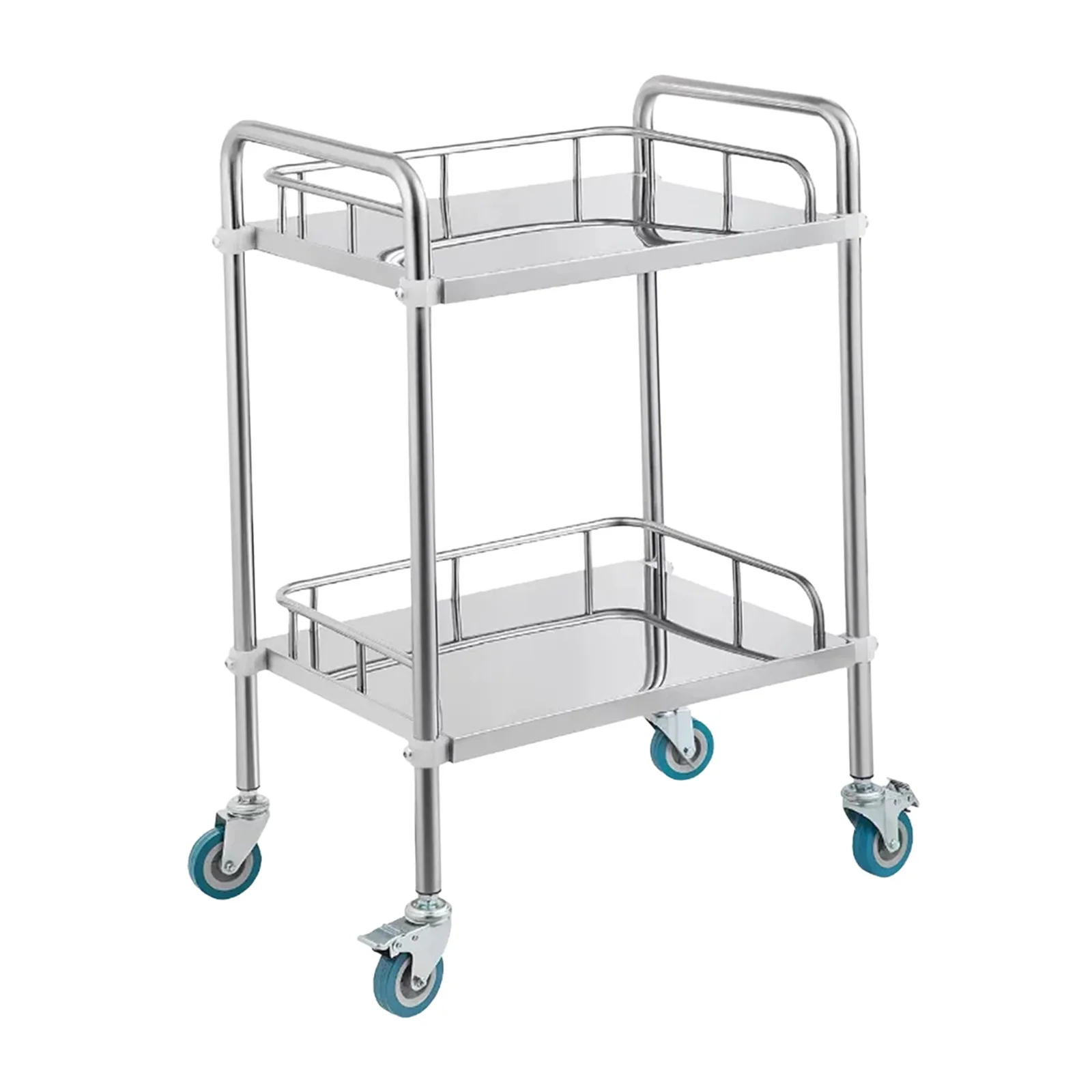 Stainless Steel 3 Layers Salon Trolley Cart With 360° Silent Wheels Instrument Trolley For Hospital Dressing Change Nursing Cart