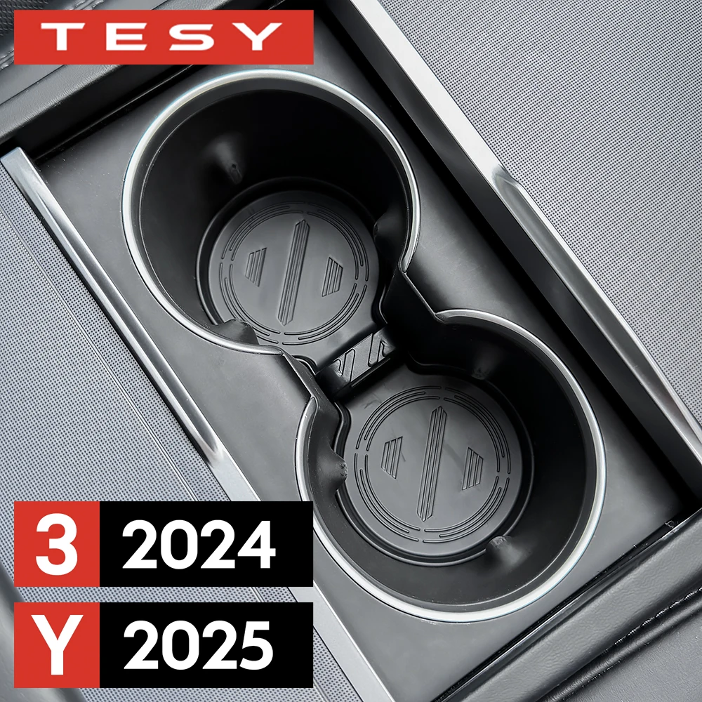 Para tesla modelo y juniper 2025 lançamento modelo 3 highland 2024 copo de água esteira coasters slots antiderrapante esteira à prova dwaterproof água bebida almofada