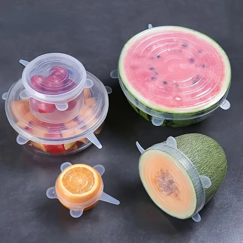 6pcs/set Silicone Stretch Lids, Reusable Durable Food Storage Lids for Bowls, Silicone Lids