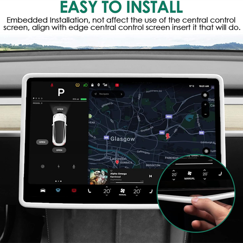 Voor Tesla Model 3/Y Siliconen Beschermend Frame Rand Cover Centrale Controle Display Navigatie Screen Protector Auto Accessoires