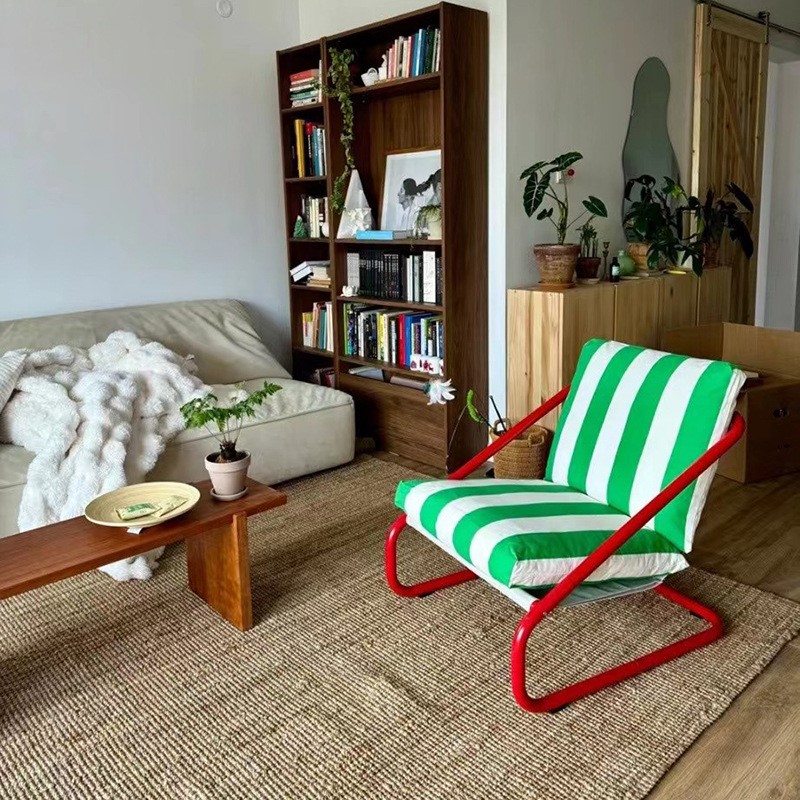 Warming Minimalist Wrought Iron Chairs Red And Green Chairs Sofa Chairs Home Single Chairs Outdoor Leisure Armchairs Dropship