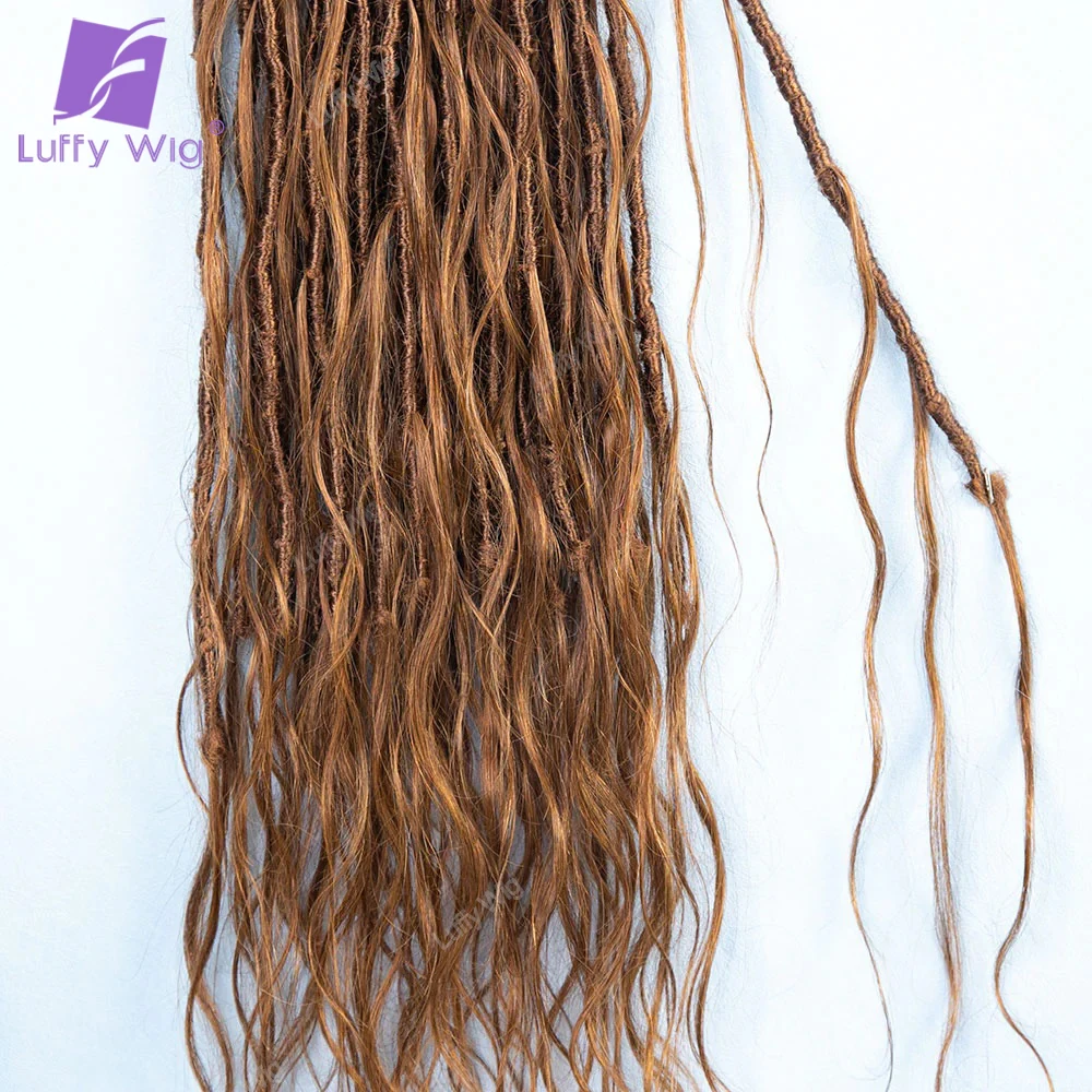 Boho locs com cabelo humano encaracolado termina pré-loop extensões de tranças falsas sem nós deusa macia crochê trança cabelo onda do corpo