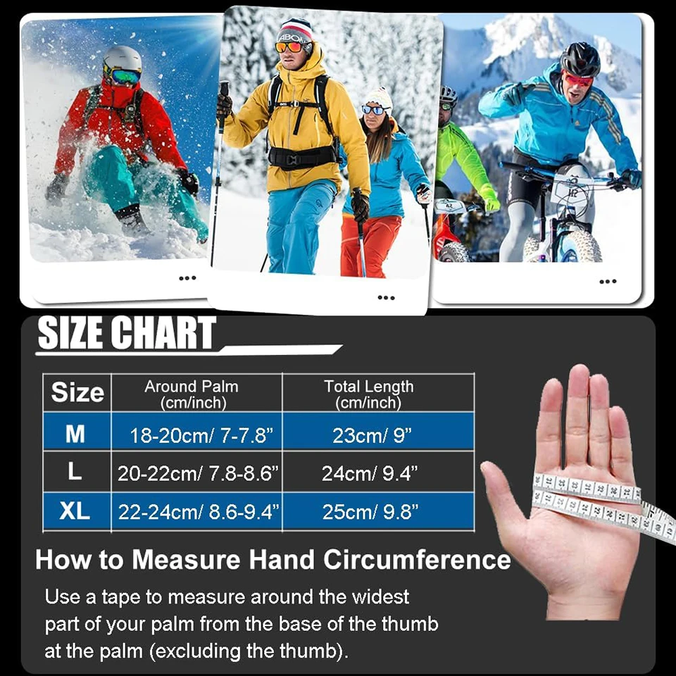 Nofoxo inverno luvas de esqui à prova dwindproof água quente à prova vento touchscreen esportes ao ar livre tempo frio ciclismo pesca correndo luvas