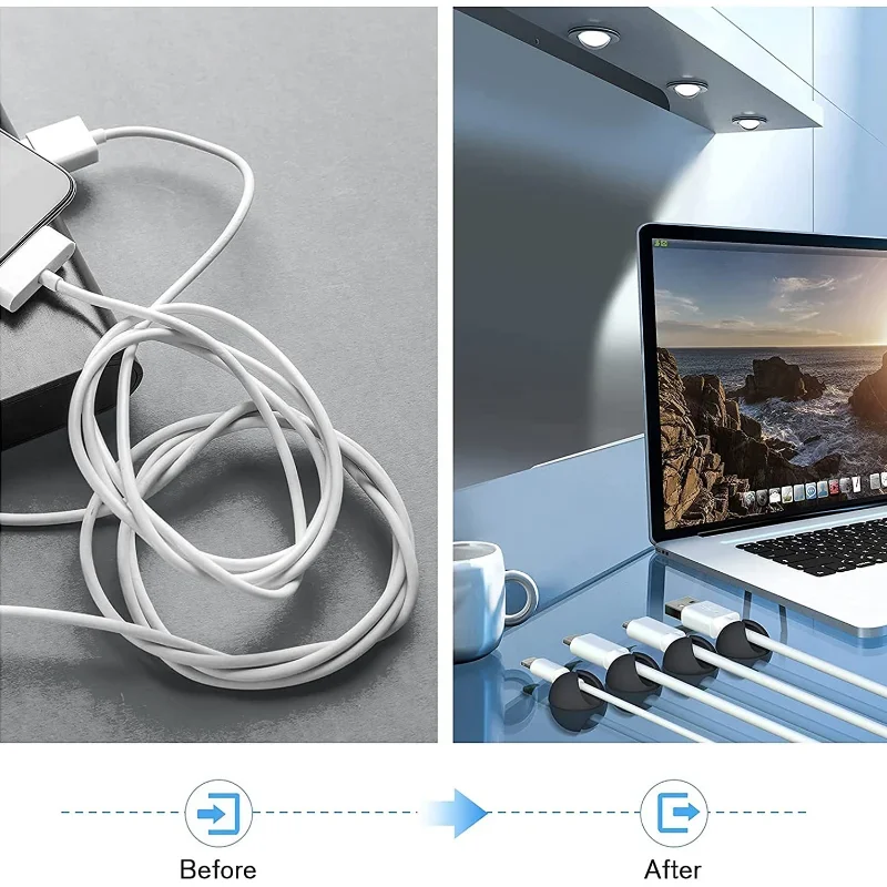 5/50 個ミニケーブルワインダーオーガナイザー USB 充電ケーブルクリップデスク Tidy オーガナイザーワイヤーコードホルダープロテクターホームオフィス車
