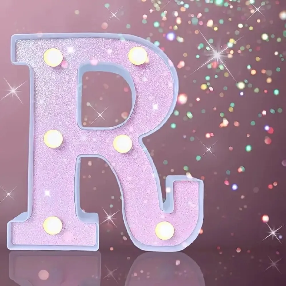 Luces LED con purpurina rosa para letras y números, luces decorativas alimentadas por batería para boda, propuesta, cumpleaños, fiesta, accesorios de fotografía, 16cm, 1 ud.