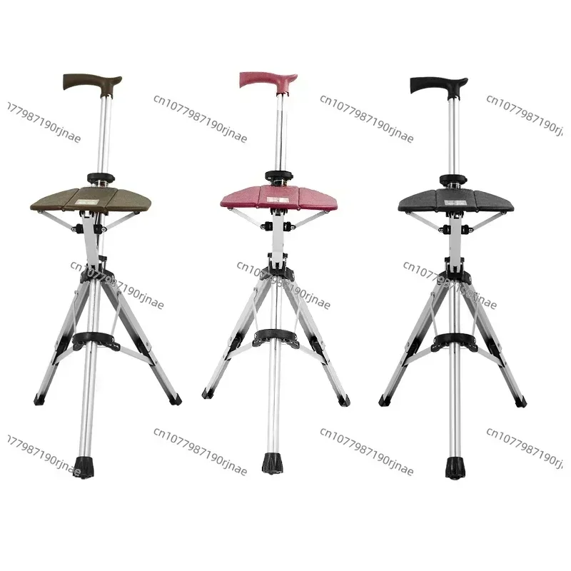 New High Quality Aluminum Alloy Foldable Walking Cane Stick With Seat Adjustable Elderly Crutch Chair With Stool