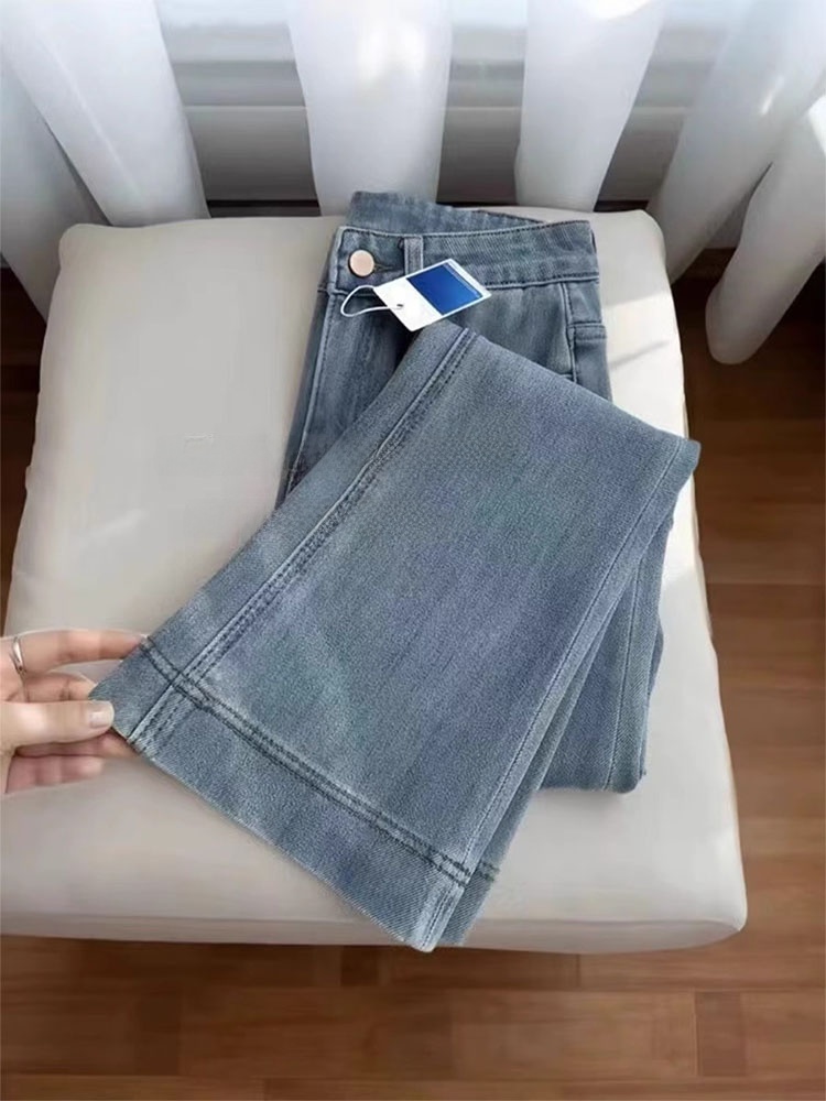 High Waist Stretchy Micro Flared Jeans Women's Autumn plus Size orties Slim Straight Leg Ankle Length Denim Pants