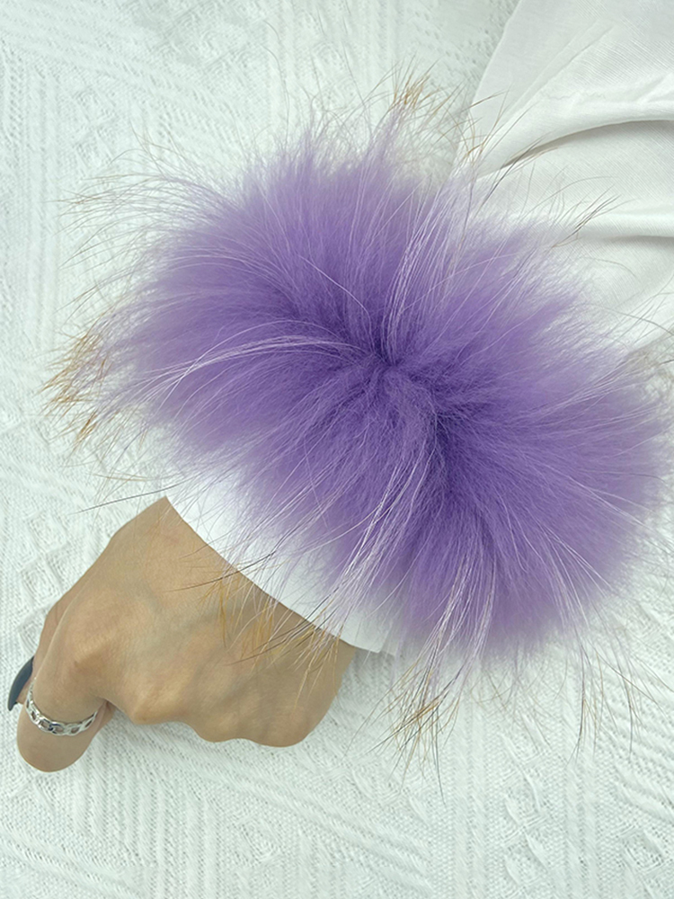 Puño de piel de mapache Real para mujer, accesorios para el cabello, pulsera envolvente de piel de mapache Natural de lujo, accesorios para el verano