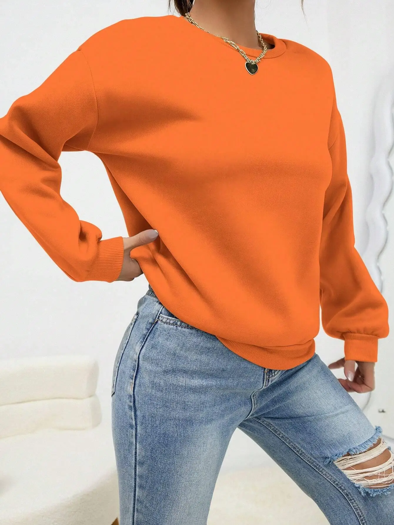 Sudadera con capucha Multicolor para mujer, ropa cómoda informal, sudadera holgada de moda, jerséis de cuello redondo para mujer, Color sólido, otoño