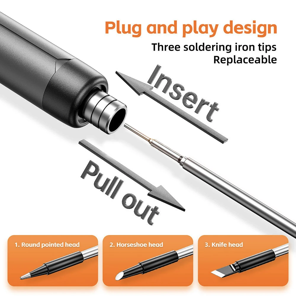 USB Soldering iron Set portable household type-C interface 1000mAh battery Third gear Adjustable temperature Welding Tool