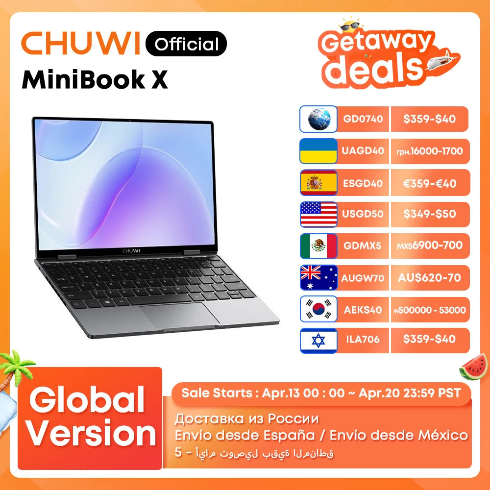CHUWI-MiniPleX Windows 11 Laptop Tablet PC, 2 en 1, 12 Go LPDDR5, 512G SSD, Intel N100, 10.51 "FHD, Écran IPS, 1920x1200 Notebook