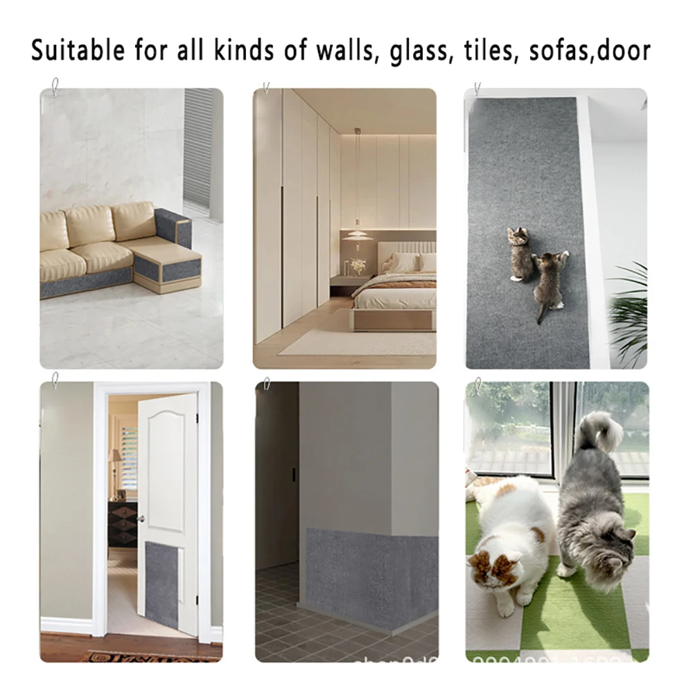 Self-Adhesive Cat Scratching Mat Trimmable Cat Carpet Cat Scratching Carpet Corner Wall Cat DIY Scratch Sofa Furniture Protector