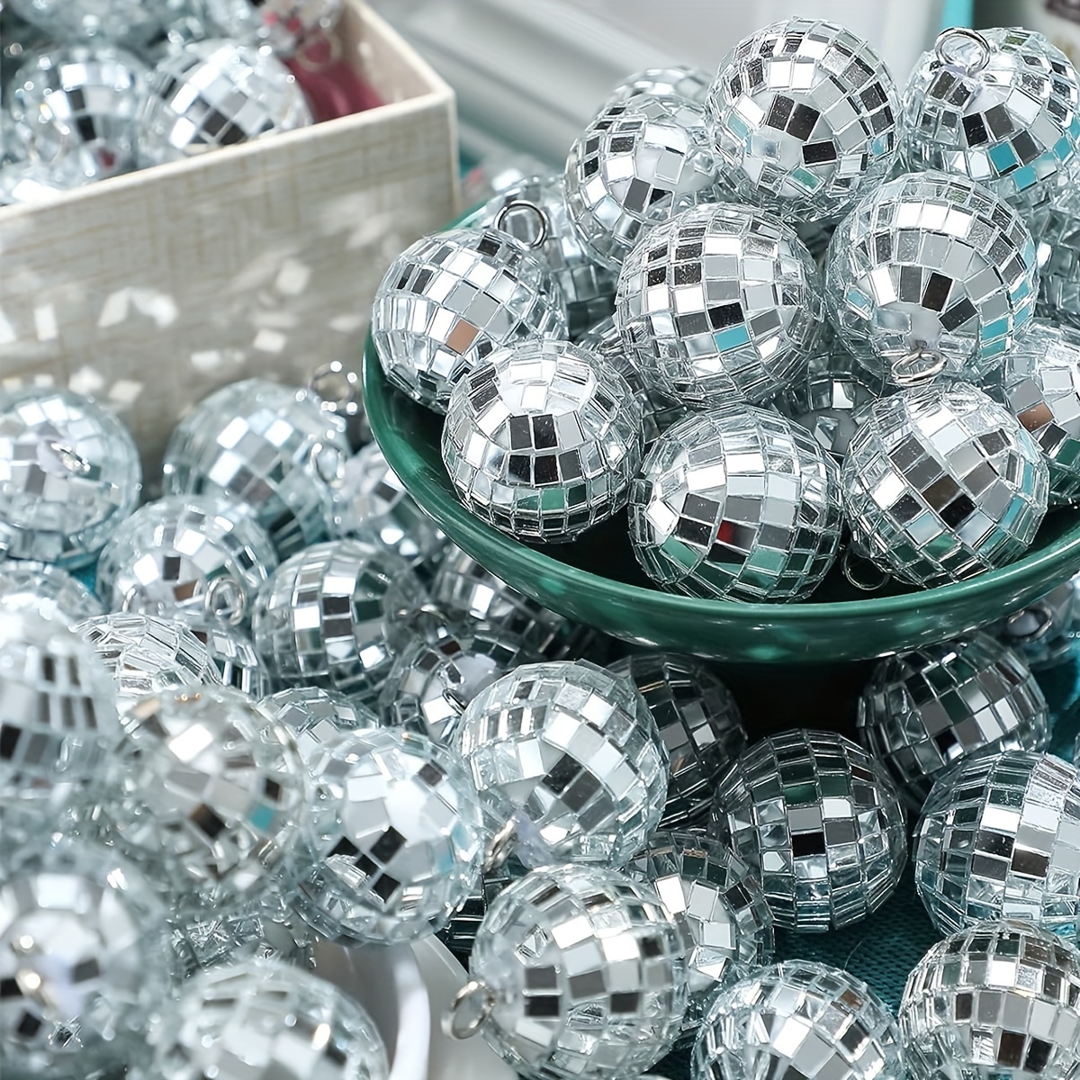 30 pçs mini bola de discoteca ornamentos vidro reflexivo prata baubles para mardi gras discoteca festa decoração espumante presente da árvore de natal