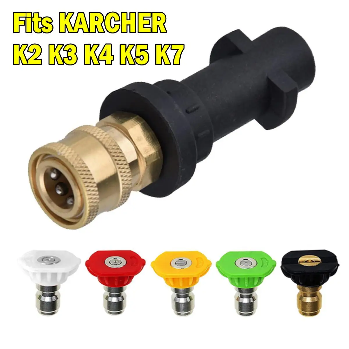 Adaptador Karcher de 4000 PSI a conexión rápida de 1/4 "con 5 boquillas de rociador para pistola de agua de lavado de alta presión K2 K3 K4 K5 K7