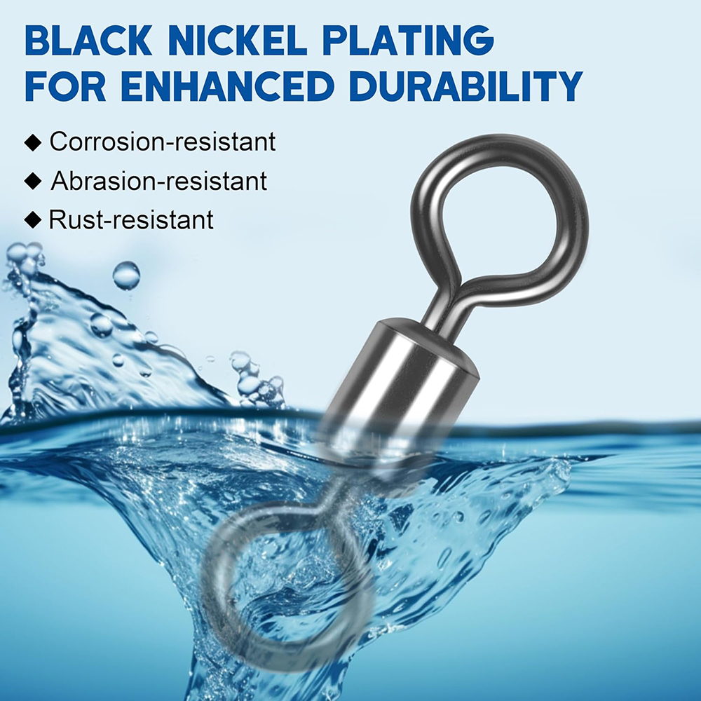 50 Uds. Conector de pesca giratorio de rodamiento de acero inoxidable, señuelo de anzuelo a presión para carpa, anillo sólido, accesorios de equipo de aparejos giratorios