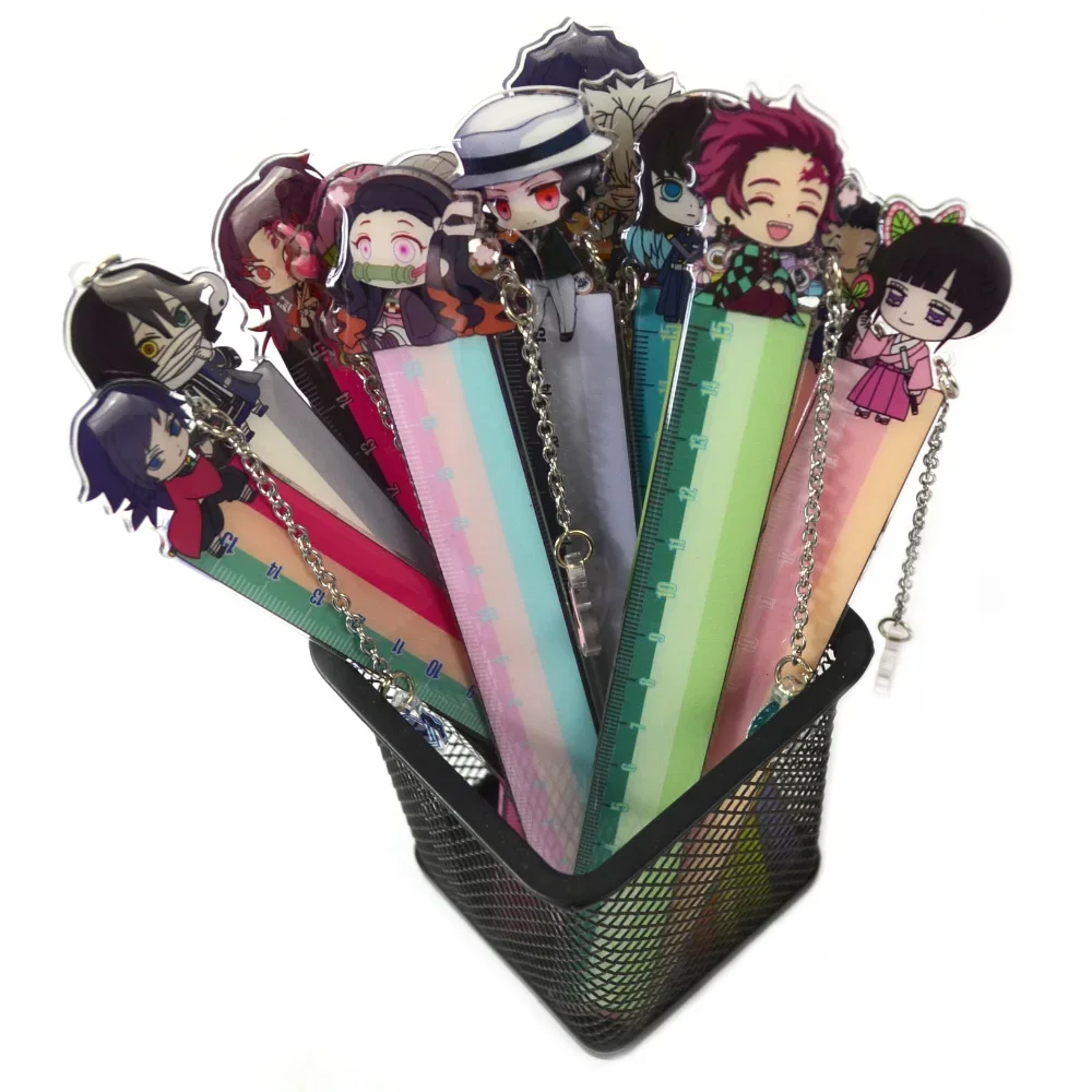 Anime Ruler Kamado Tanjirou Nezuko Kawaii Figure Straight Ruler Drawing Rulers School Stationery Kids Gift
