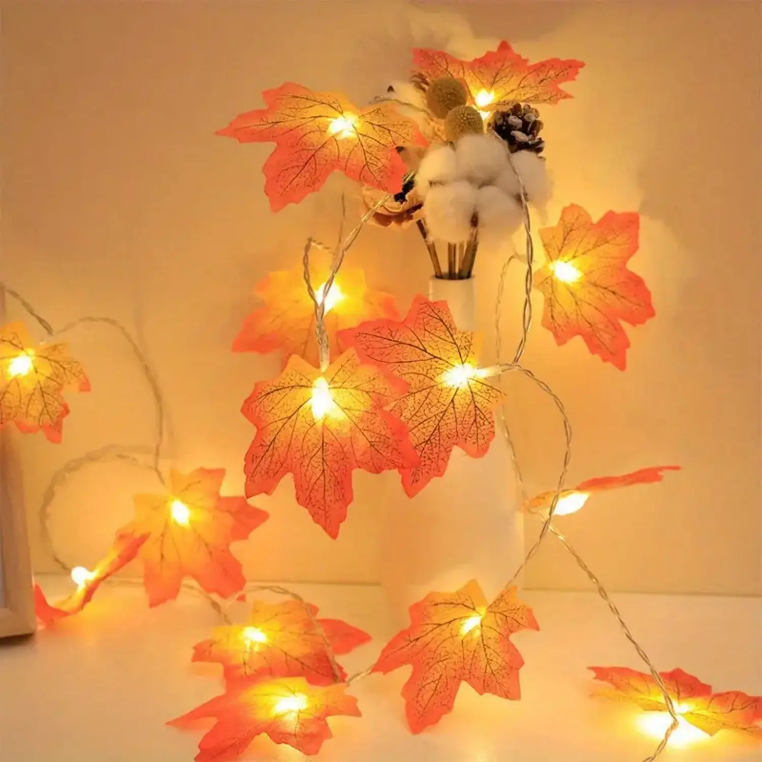 1 PC 10/20/40 LED Maple Leaf String ไฟ Fairy แบตเตอรี่ขับเคลื่อนสําหรับงานปาร์ตี้วันหยุด Arrangement ฉากตกแต่งกลางแจ้ง