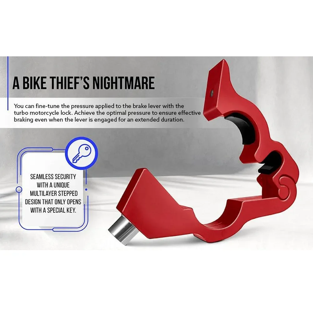 1pc Motorcycle Handlebar Lock Handlebar Brake Handle Solid Lock Imitating Steal Lock Pull Rod ATV Dirt Street Bikes Anti Theft