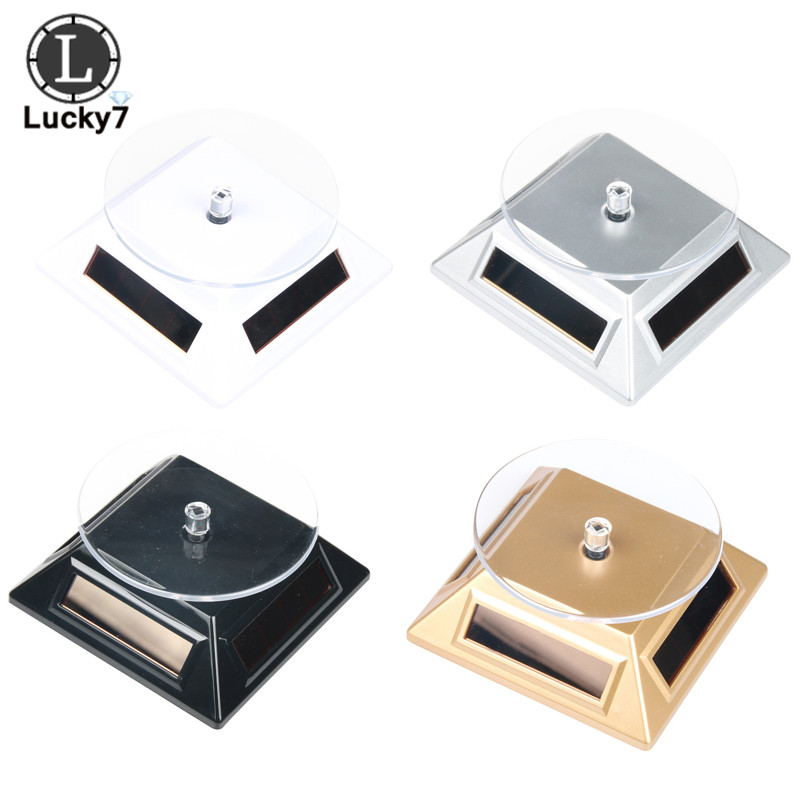 360 แผ่นเสียงพลังงานแสงอาทิตย์ตู้โชว์หมุนเครื่องประดับนาฬิกาแหวนขาตั้งโทรศัพท์แสดงเครื่องประดับยืนแสดงเครื่องประดับ 4 สี