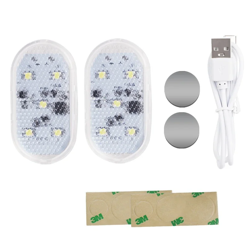 2 szt. Lampki LED do drzwi samochodu przełącznik magnetyczny Rechageable powitalne światło ostrzegawcze wnętrze samochodu antykolizyjne światło do przechowywania