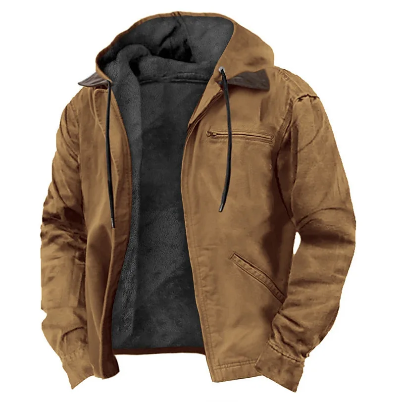 Veste à capuche en coton pour homme, haut minimaliste, confortable, solide, optique décontractée, chaud, hiver, 03, 2024