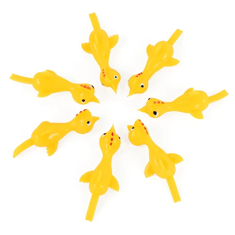 10PCS Catapult เปิดตัวตุรกี Slingshot Chick ยืดหยุ่น Flying Finger Sticky Decompression ของเล่นสําหรับวันเกิดฮาโลวีน Party Favors