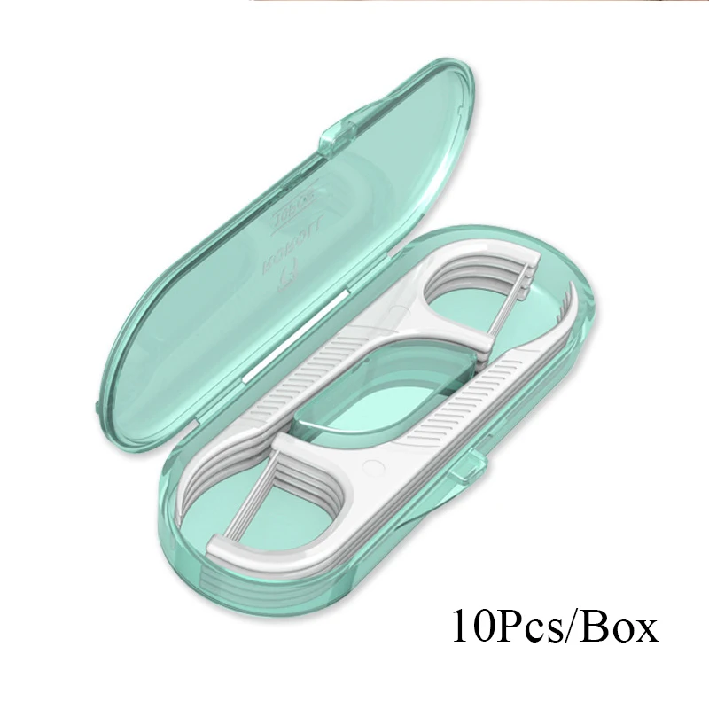 10Pcs/Box Floss Toothpick Set Plastic Interdental  Brush Reusable  Dental Floss Portable Teeth Flosser Cleaner With Storage Case