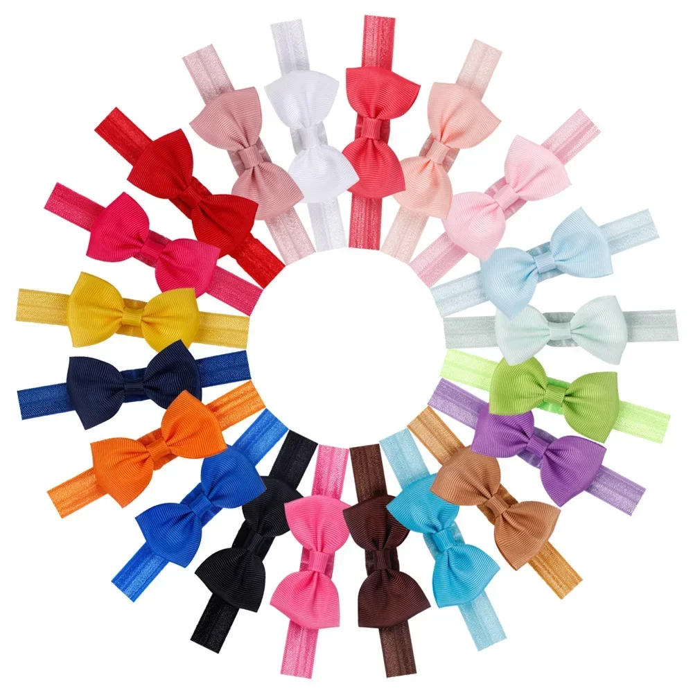 10 ピース/ロットかわいいリボンちょう結びベビー新生児ヘッドバンド帽子グログランヘア弓弾性ヘアバンド女の子子供の写真の小道具