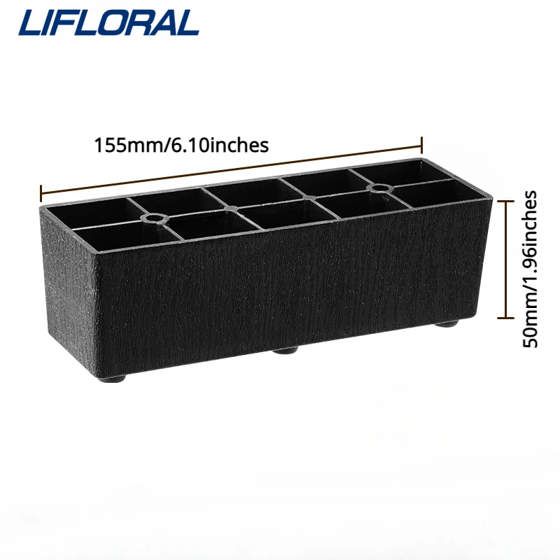 Patas de plástico para muebles de 50MM de altura, patas de sofá en forma de L y una línea, mesa de centro y cama, pata rectangular para sofá, 4 Uds.