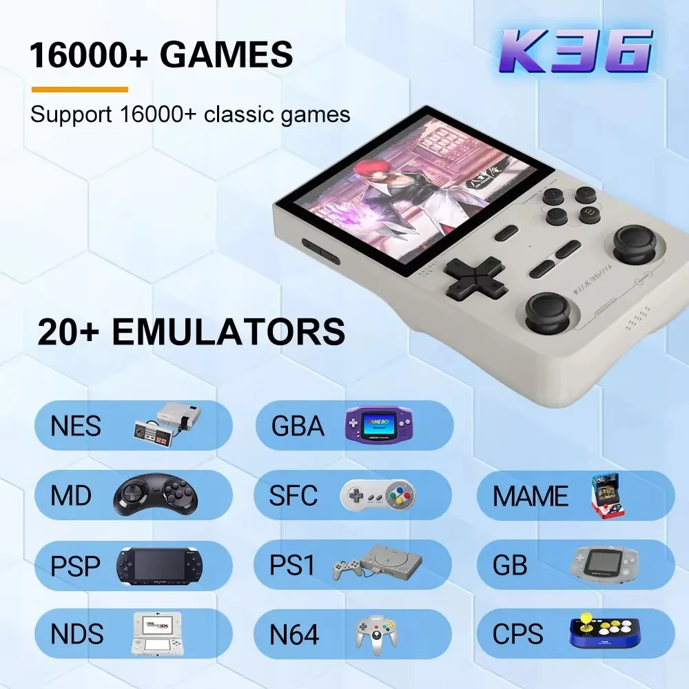 Open Source K36 Retro Handheld draagbare videogameconsole R36S voor PS1/PSP/DC/N64/SS 3,5 inch IPS-scherm Voorkeursgeschenk