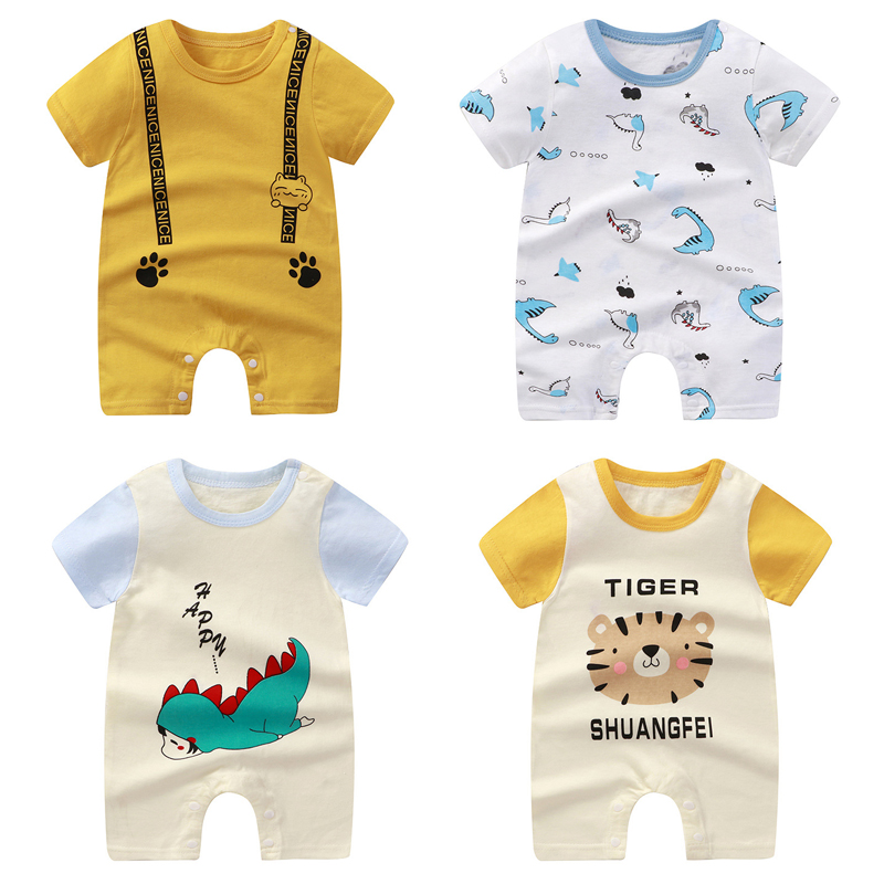 Quần Áo Bé Sơ Sinh Ngắn Tay Mùa Hè Rompers Cho Trẻ Sơ Sinh Bé Trai Bé Gái Hoạt Hình Cotton Jumpsuit Bé Mỏng Pajaodysuit Cho Trẻ Sơ Sinh